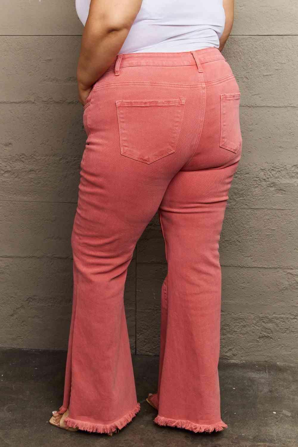 RISEN Bailey Full Size High Waist Side Slit Flare Jeans - Clothes For Her Online Store