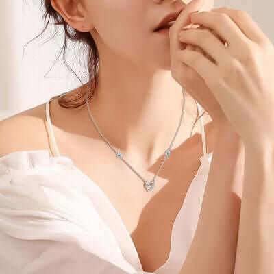 Moissanite 925 Sterling Silver Heart Necklace - Clothes For Her Online Store