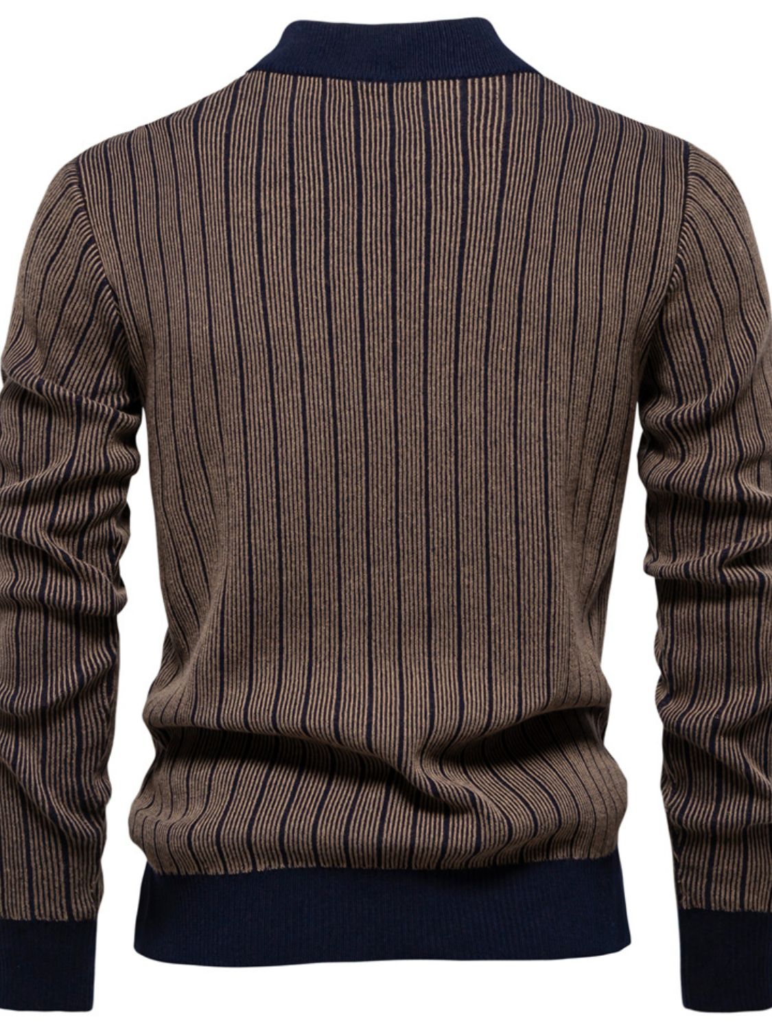 Men's Mock Neck Contrast Striped Sweater - Clothes For Her Online Store