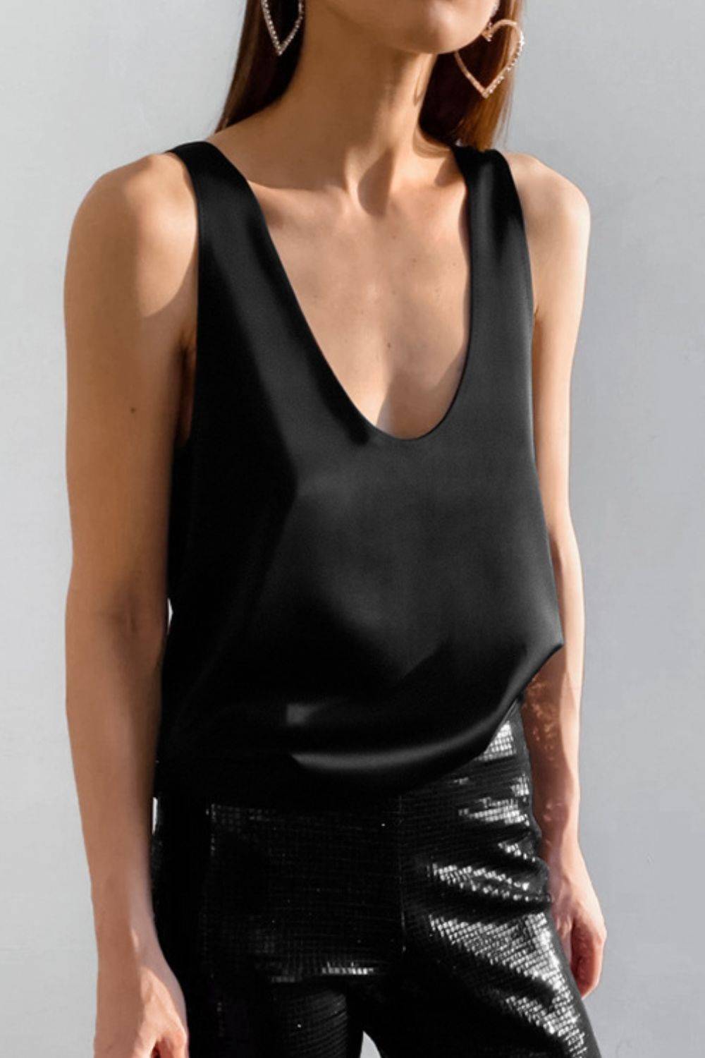 Scoop Neck Wide Strap Tank - Clothes For Her Online Store