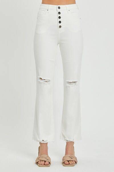 RISEN Full Size High Rise Button Fly Straight Ankle Jeans - Clothes For Her Online Store