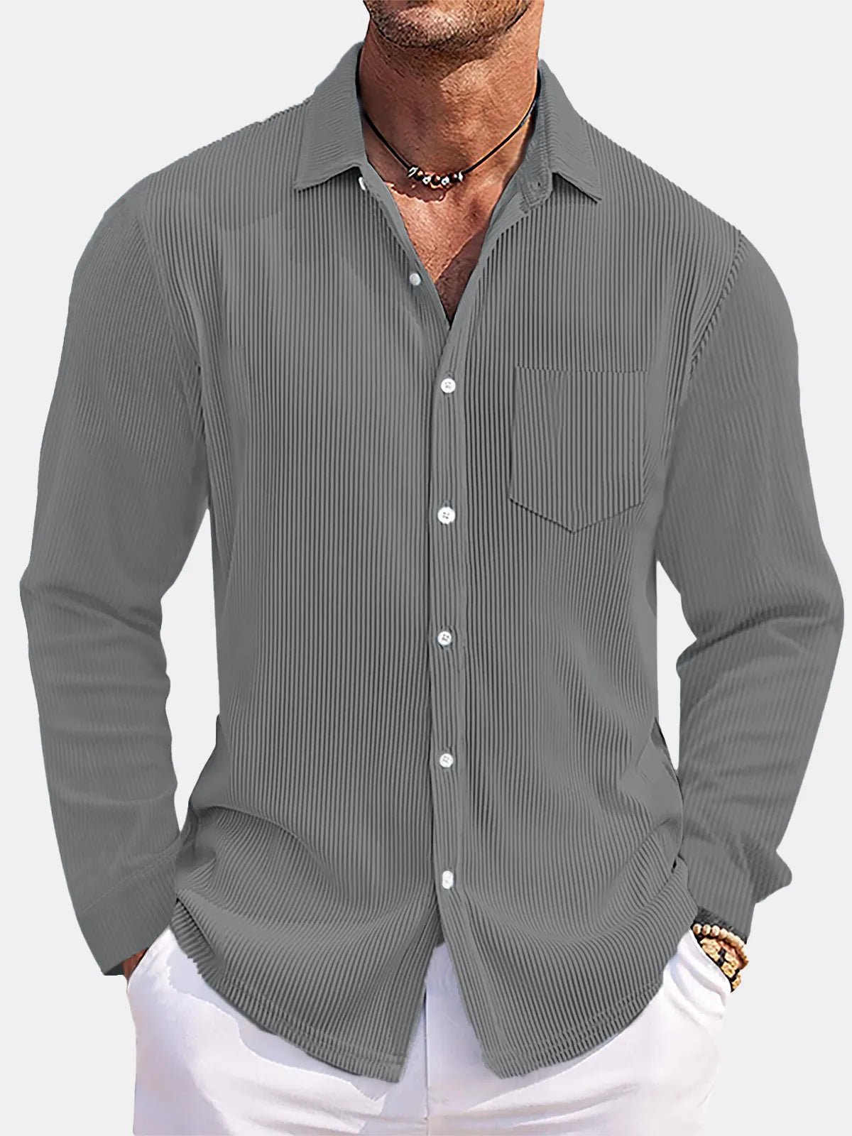 Men's Full Size Button Down Long Sleeve Shirt Plus Size