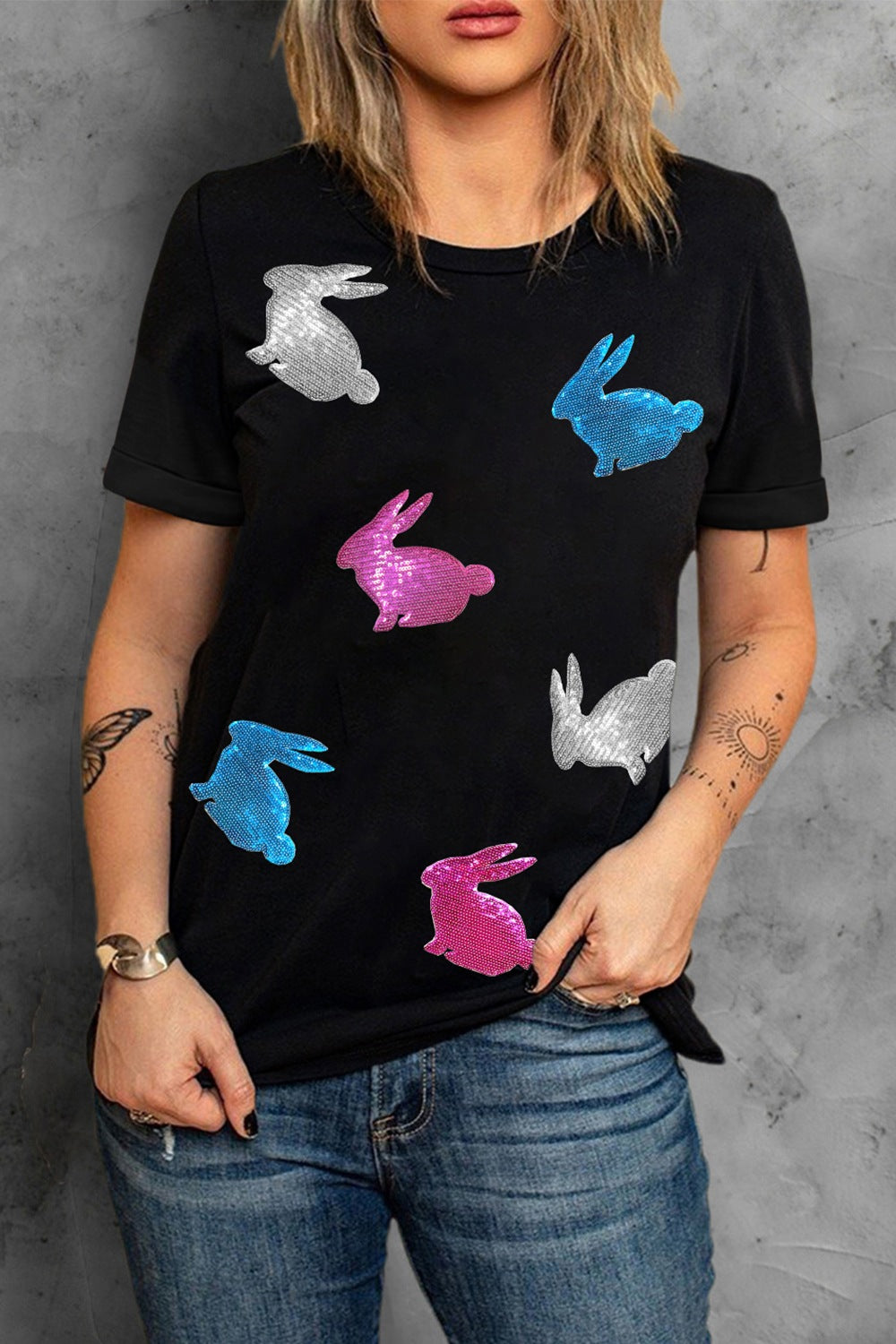 Easter Bunny Round Neck T-Shirt - Clothes For Her Online Store