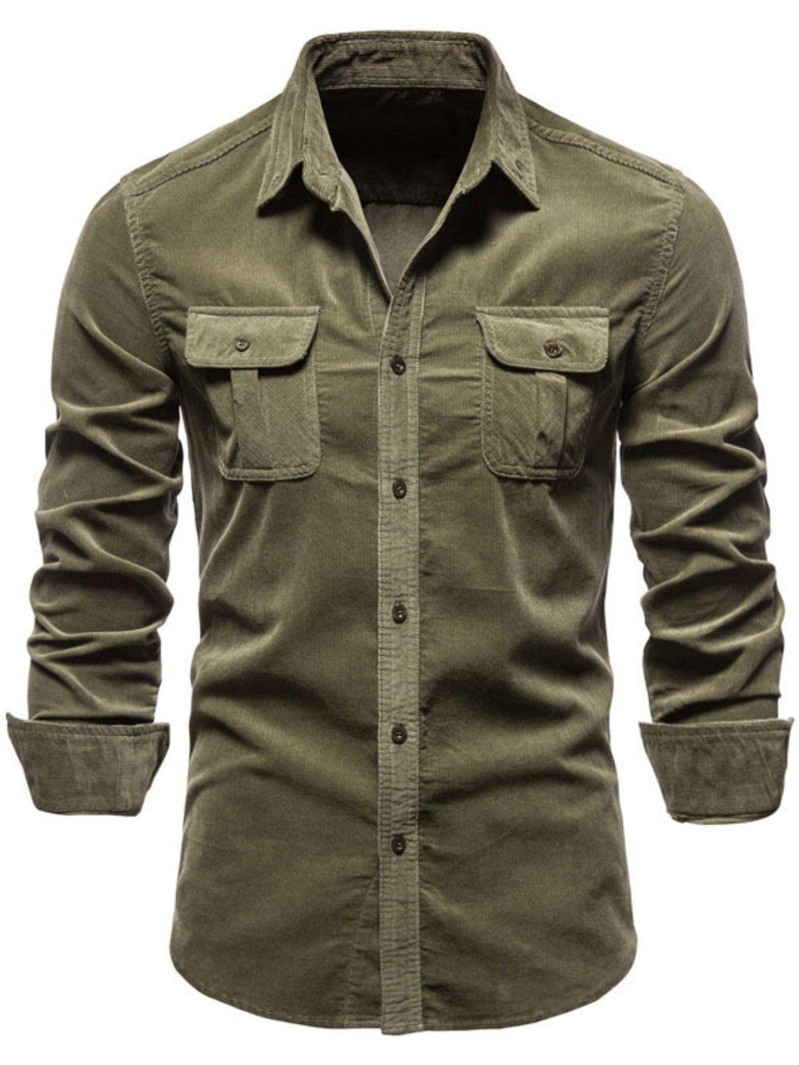 Men's Full Size Button Down Collared Neck Shirt Plus Size - Clothes For Her Online Store