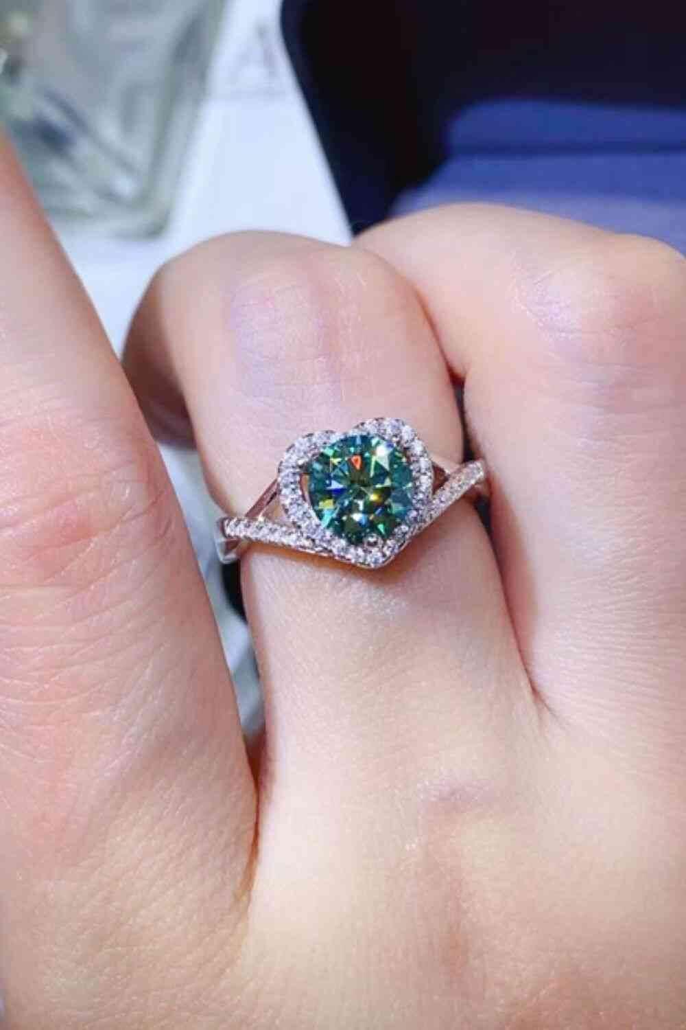 Adored 1 Carat Moissanite 925 Sterling Silver Heart Ring - Clothes For Her Online Store
