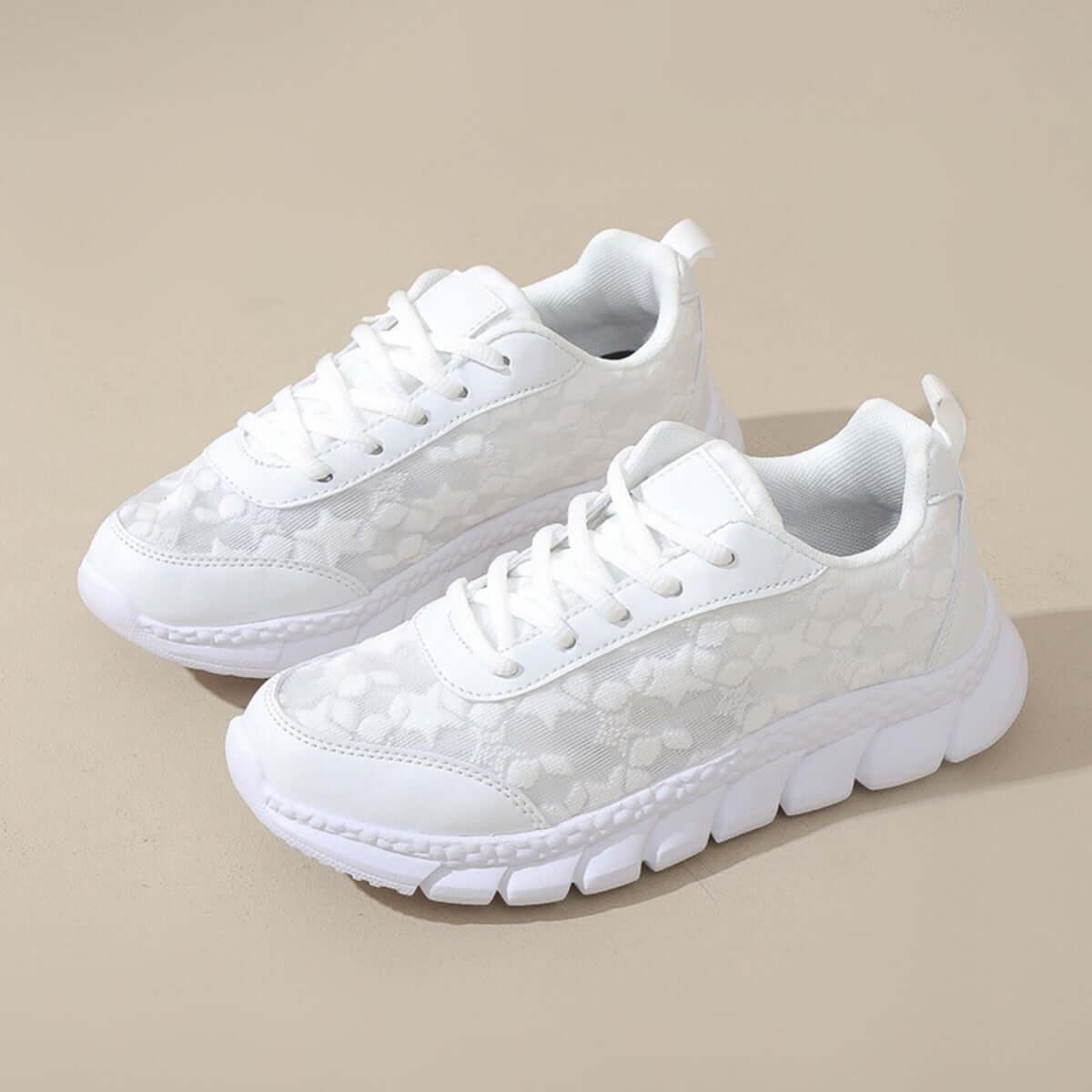 Lace Up Round Toe Star Mesh Athletic - Clothes For Her Online Store