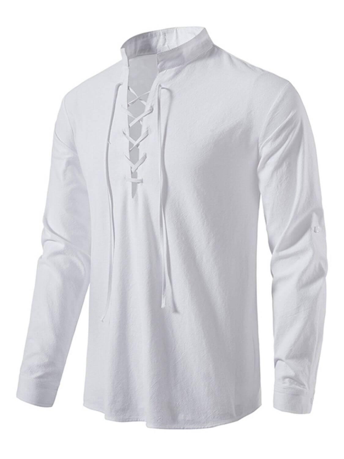 Men's Lace Up Long Sleeve Blouse - Clothes For Her Online Store