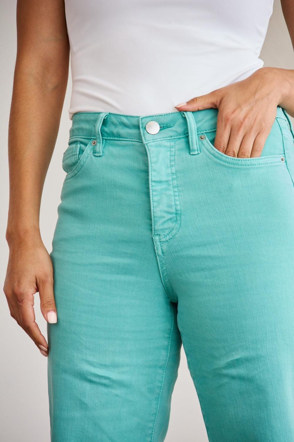 RFM Crop Chloe Full Size Tummy Control High Waist Raw Hem Jeans - Clothes For Her Online Store
