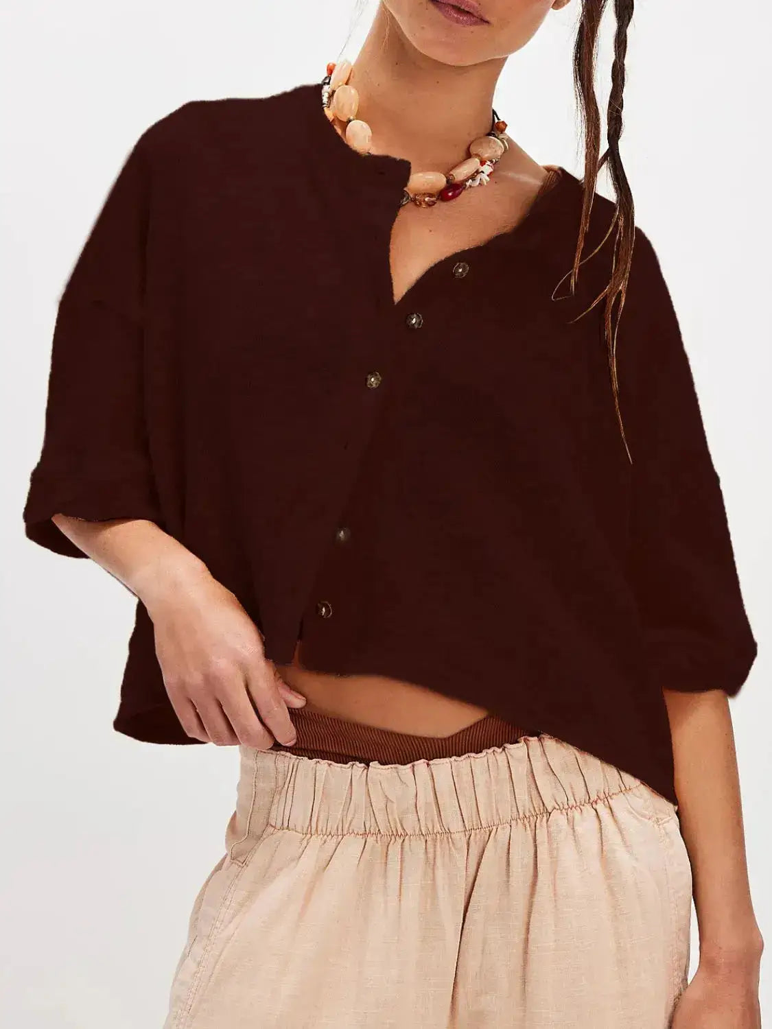 Button Down Half Sleeve Shirt - Clothes For Her Online Store