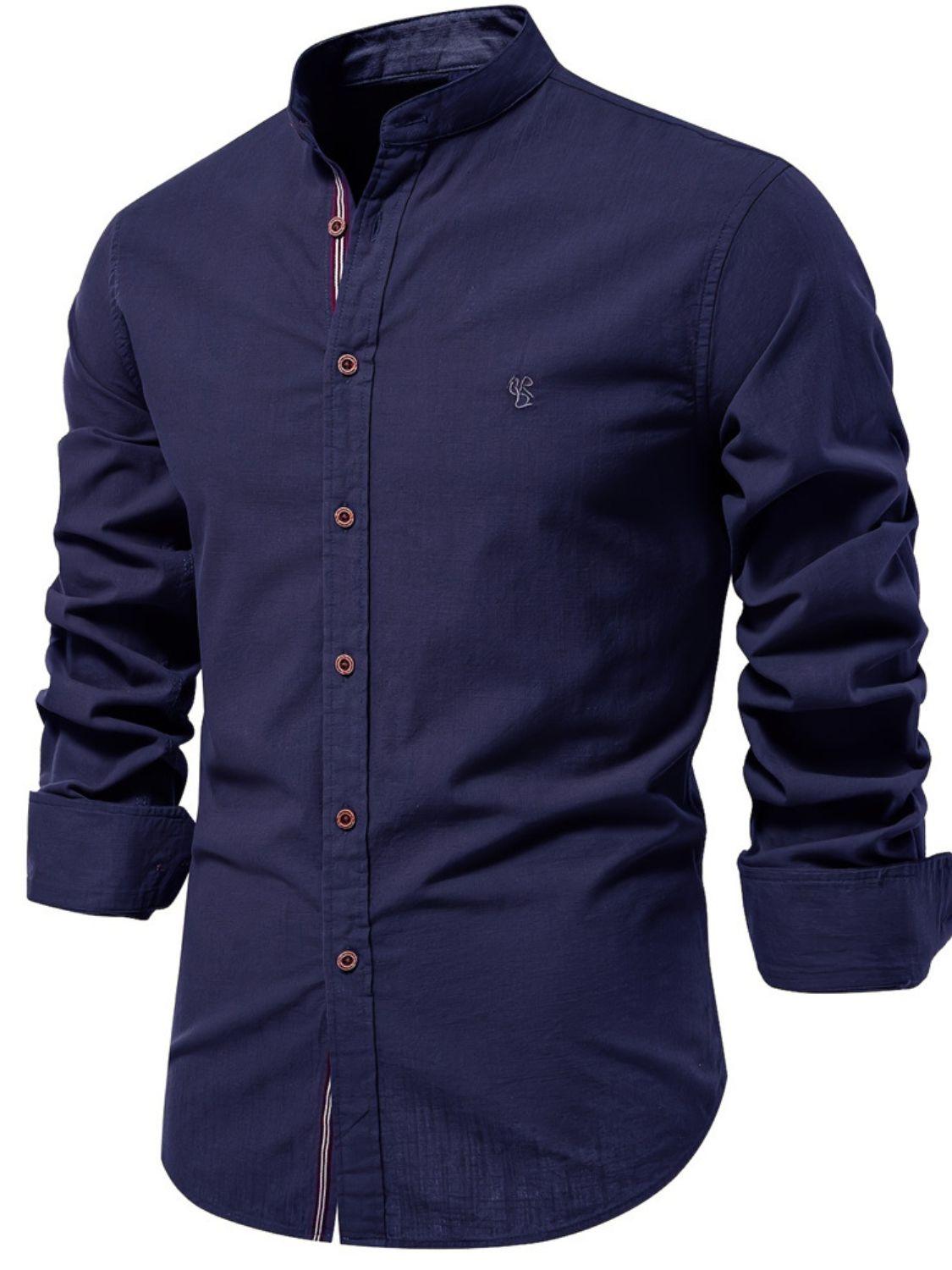 Men's Full Size Button Down Embroidered Shirt Plus Size - Clothes For Her Online Store