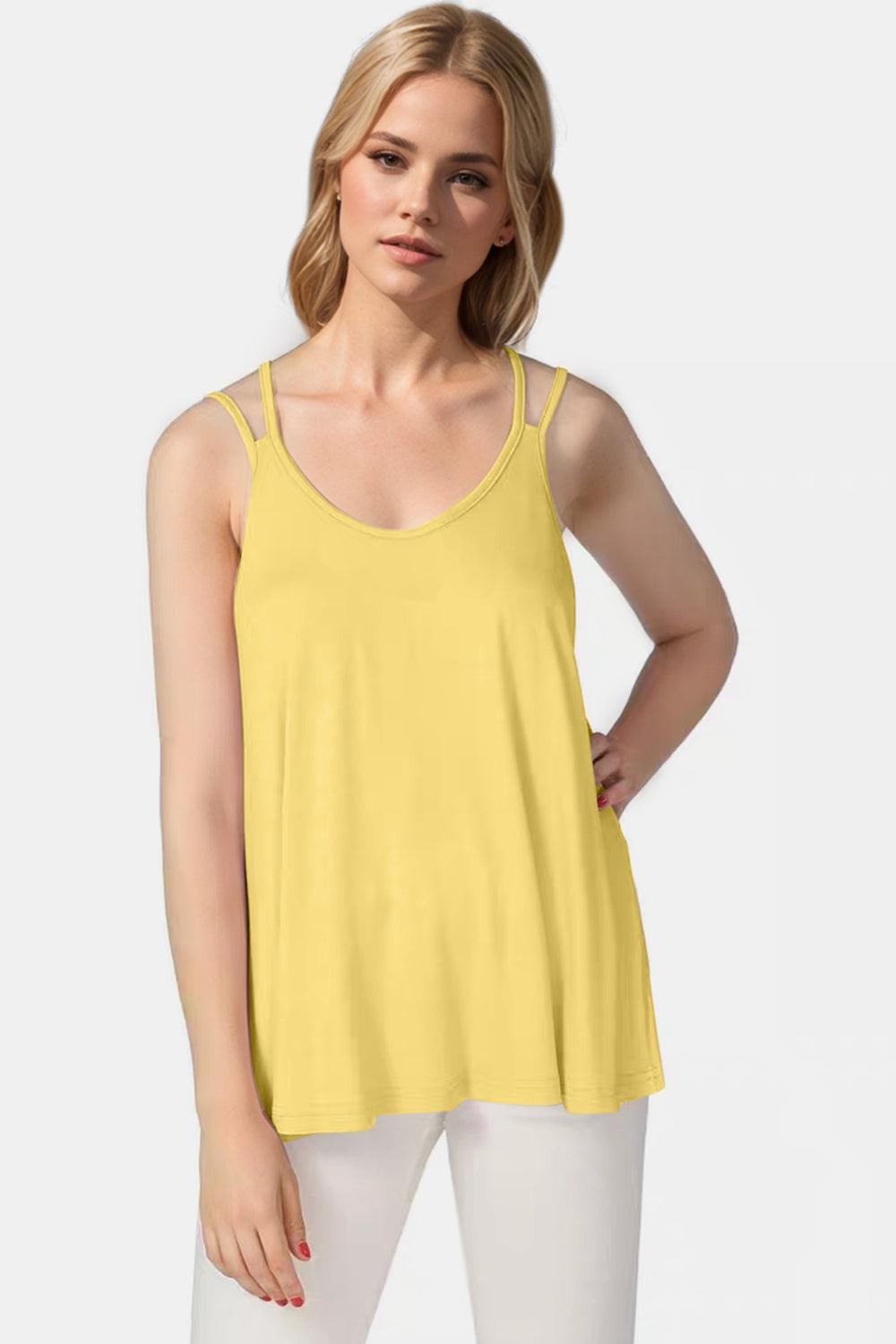Basic Bae Bamboo Scoop Neck Double Spaghetti Straps Cami - Clothes For Her Online Store