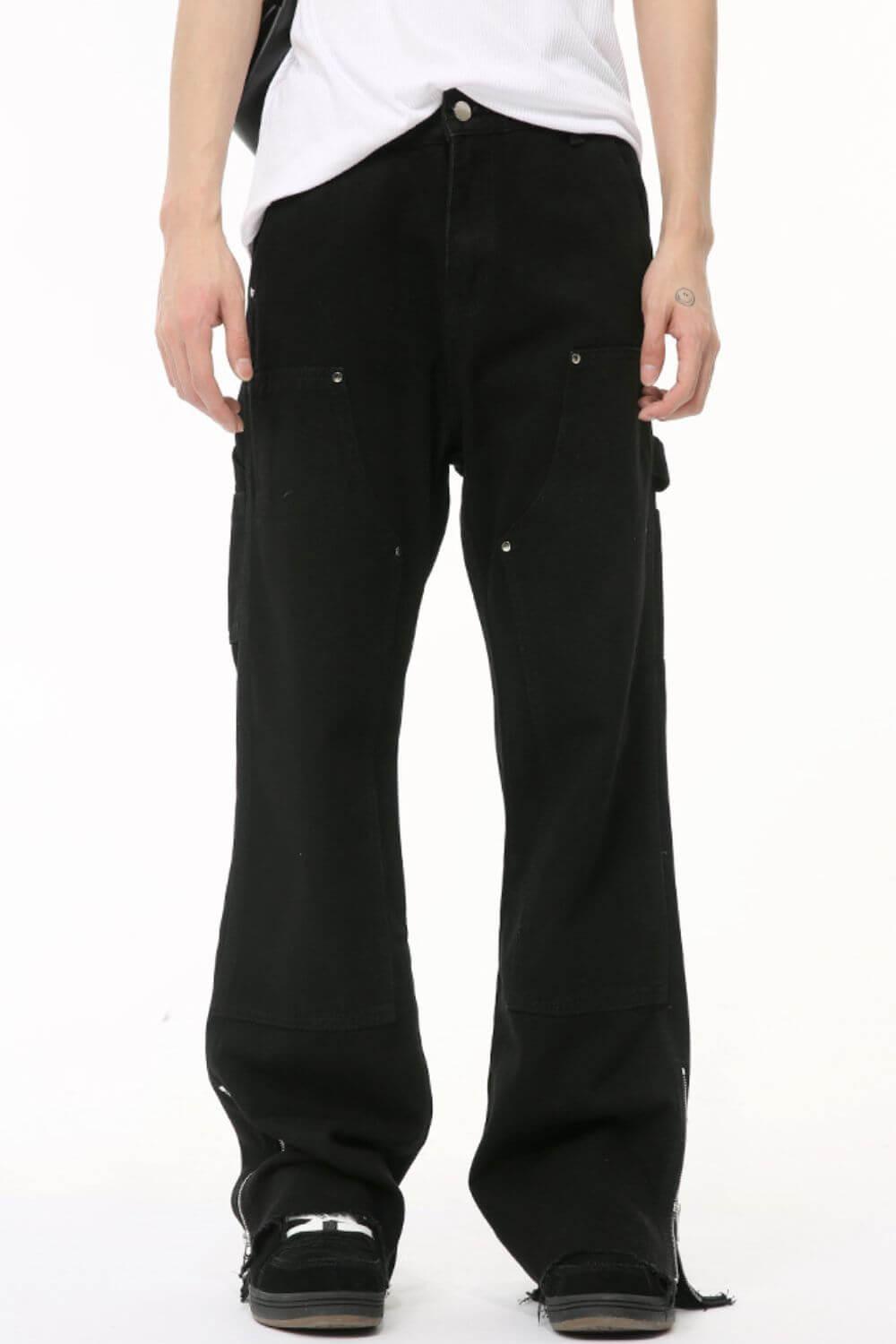 Men's Raw Hem Bootcut Jeans with Zip-Up Sides - Clothes For Her Online Store