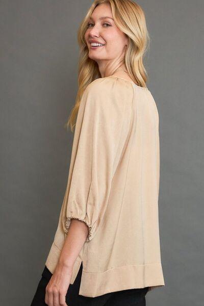 Umgee Full Size Crinkled Satin Top Plus Size - Clothes For Her Online Store