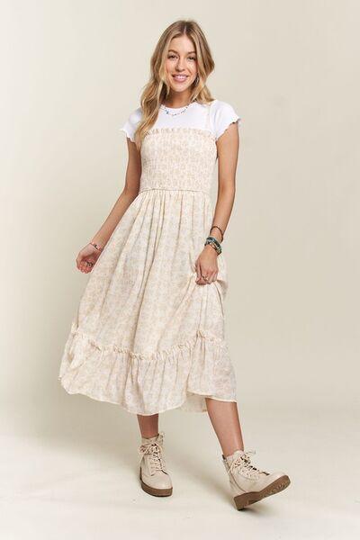 ADORA Smocked Floral Ruffled Hem Cami Dress - Clothes For Her Online Store