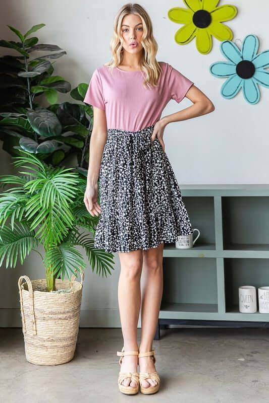 Heimish Full Size Short Sleeve Solid And Animal Print Mini Dress Plus Size - Clothes For Her Online Store