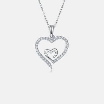 Moissanite 925 Sterling Silver Heart Pendant Necklace - Clothes For Her Online Store