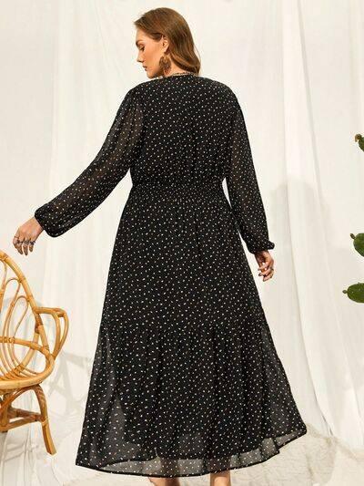 Plus Size Embroidered Tassel Balloon Sleeve Dress - Clothes For Her Online Store