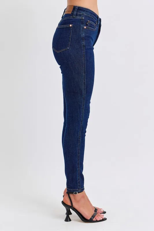 Judy Blue Full Size Midi Rise Tummy Control Classic Skinny Jeans Plus Size