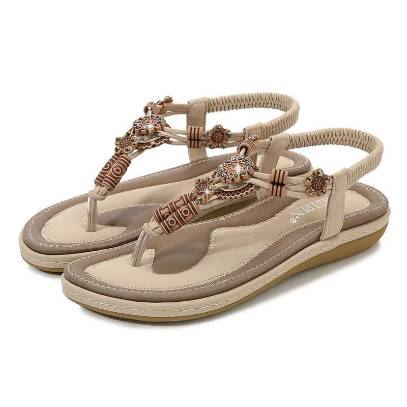 PU Leather Toe Post Flats Sandals - Clothes For Her Online Store