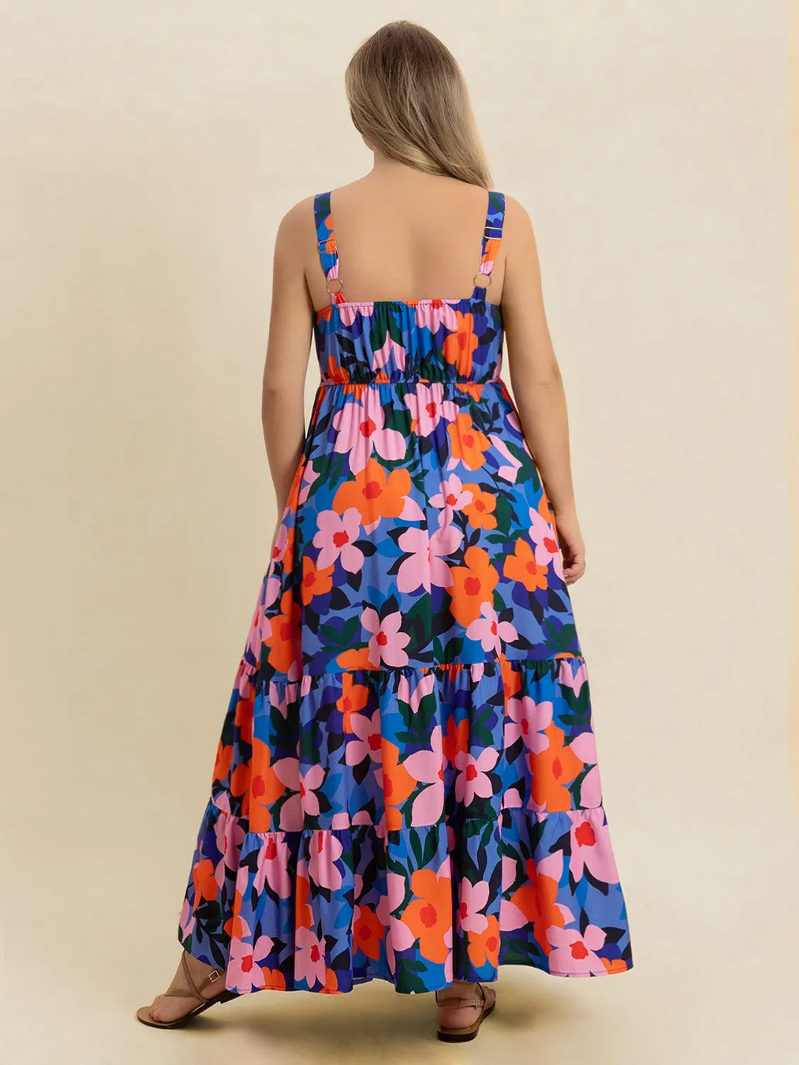 Plus Size Printed Square Neck Cami Dress