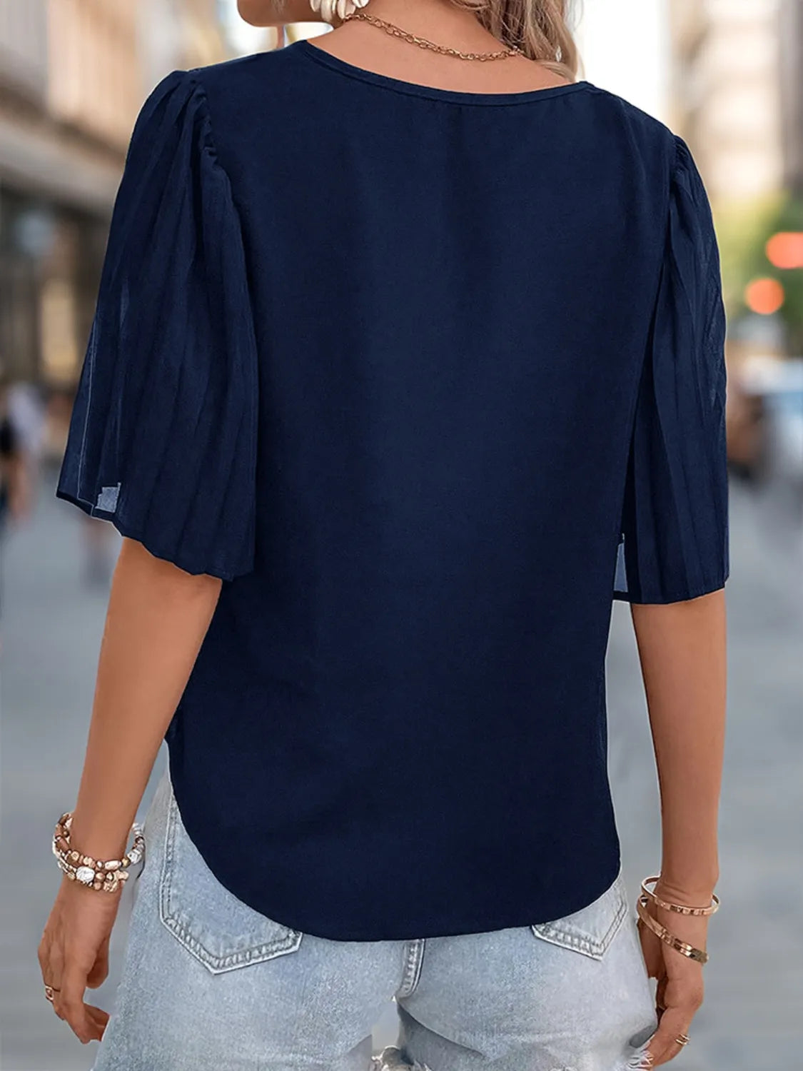 V-Neck Half Sleeve Blouse