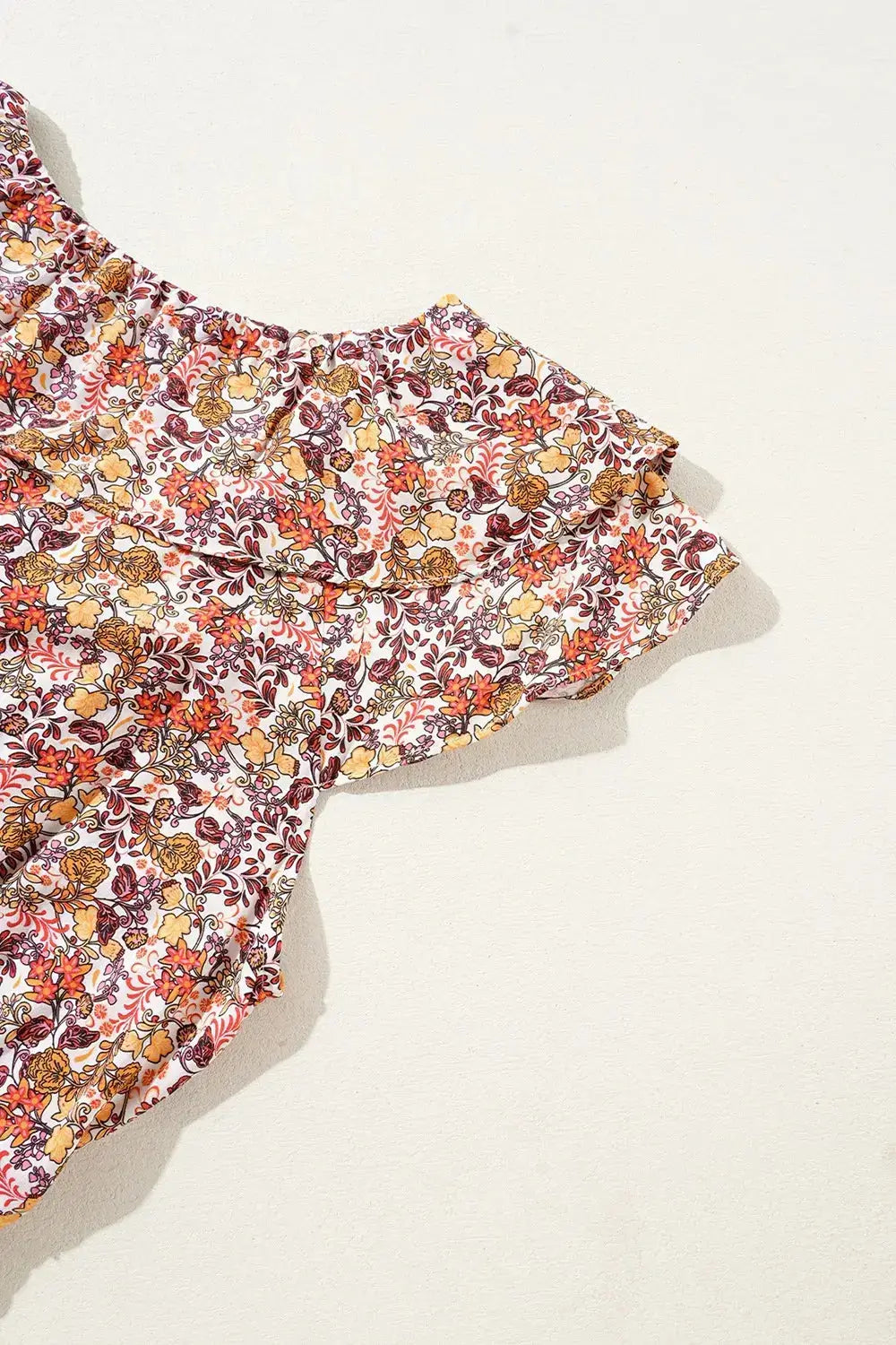 Floral Print Knot V Neck Ruffled Sleeve Blouse - Clothes For Her Online Store