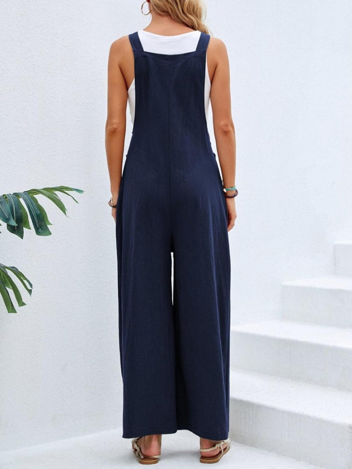 Full Size Square Neck Wide Strap Overalls - Clothes For Her Online Store