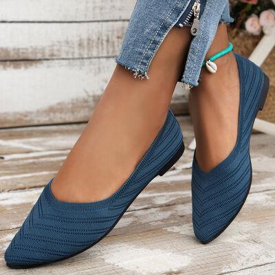 Mesh Point Toe Solid Color Slip-Ons - Clothes For Her Online Store