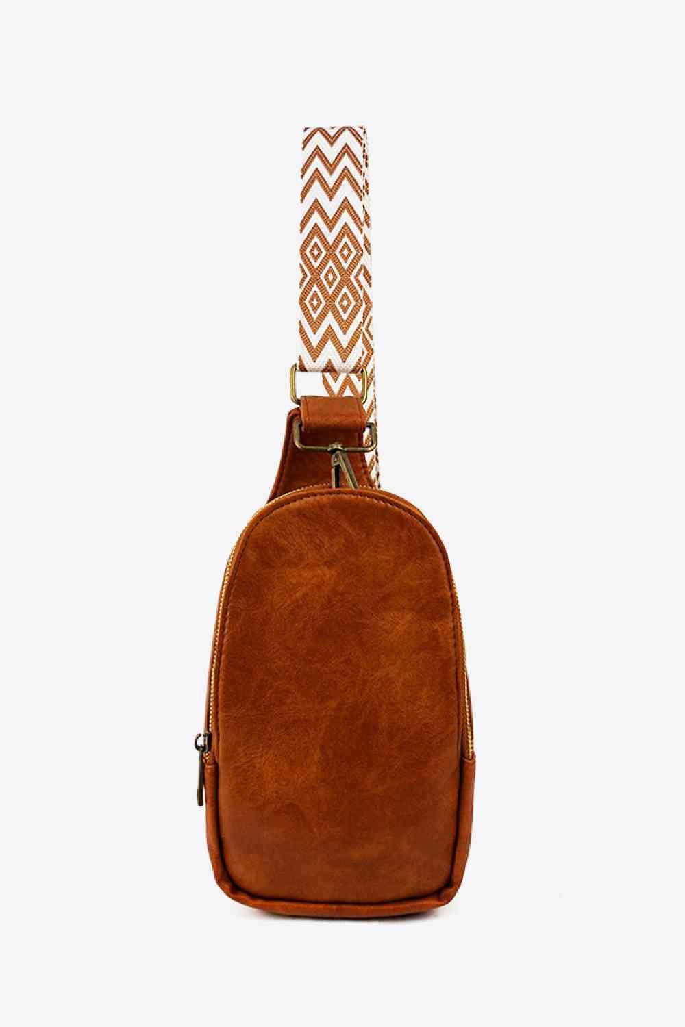 Random Pattern Adjustable Strap PU Leather Sling Bag - Clothes For Her Online Store