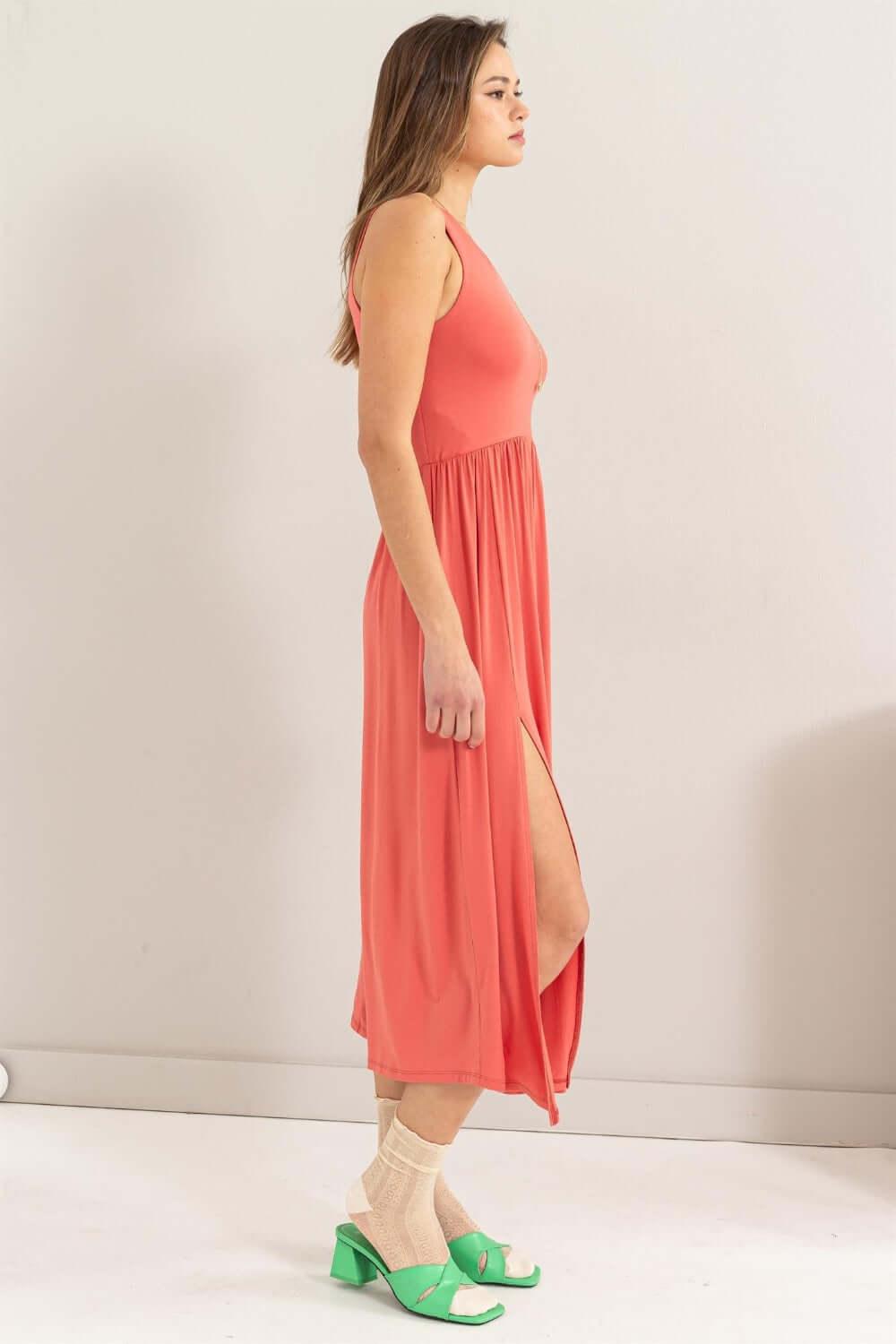HYFVE Sleeveless Slit Midi Dress - Clothes For Her Online Store