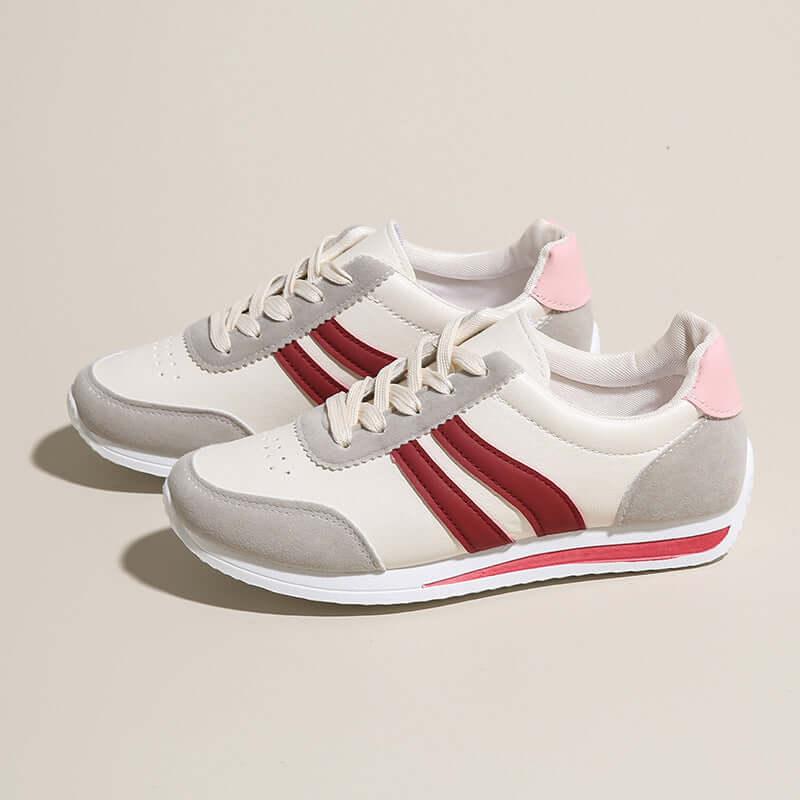 Lace Up Contrast Round Toe Flats Sneakers - Clothes For Her Online Store