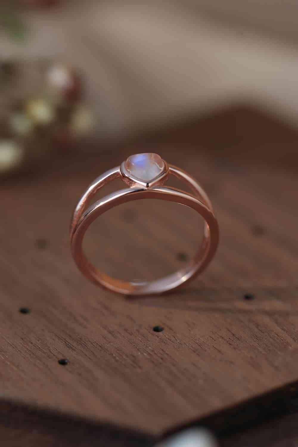Moonstone Heart 925 Sterling Silver Ring - Clothes For Her Online Store