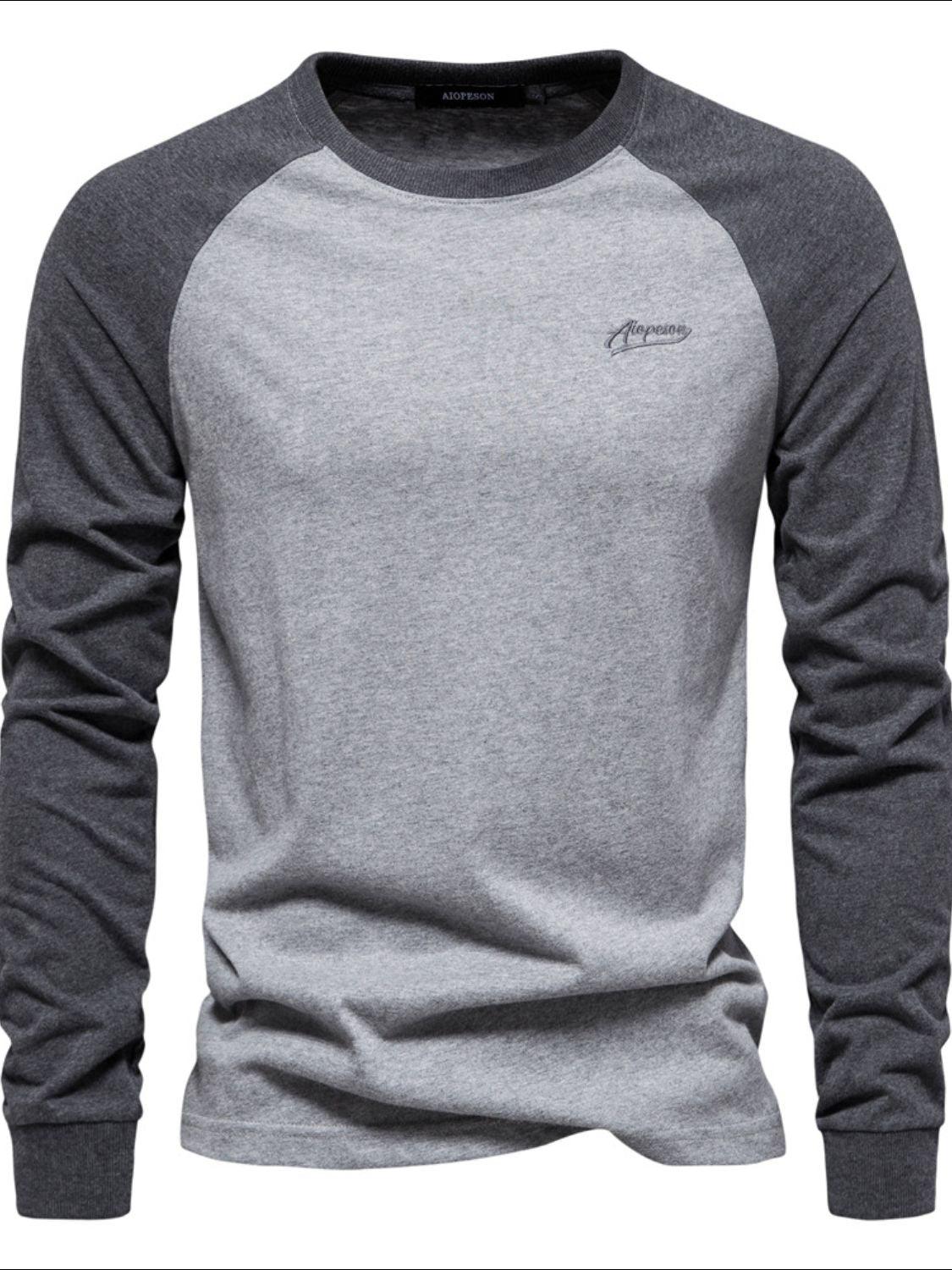 Men's Contrast Round Neck Raglan Sleeve T-Shirt - Clothes For Her Online Store