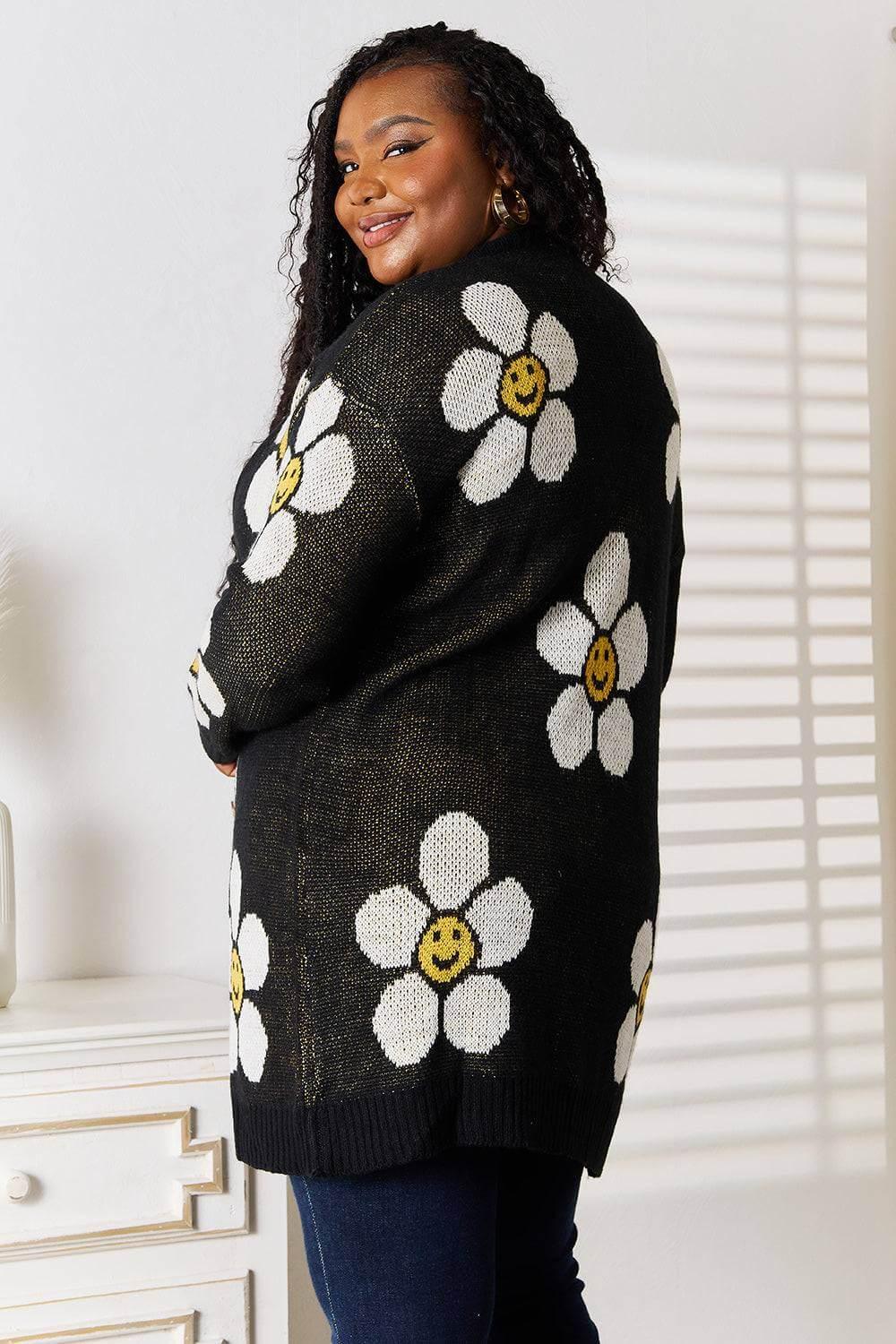 Perfee Floral Button Down Longline Cardigan - Clothes For Her Online Store