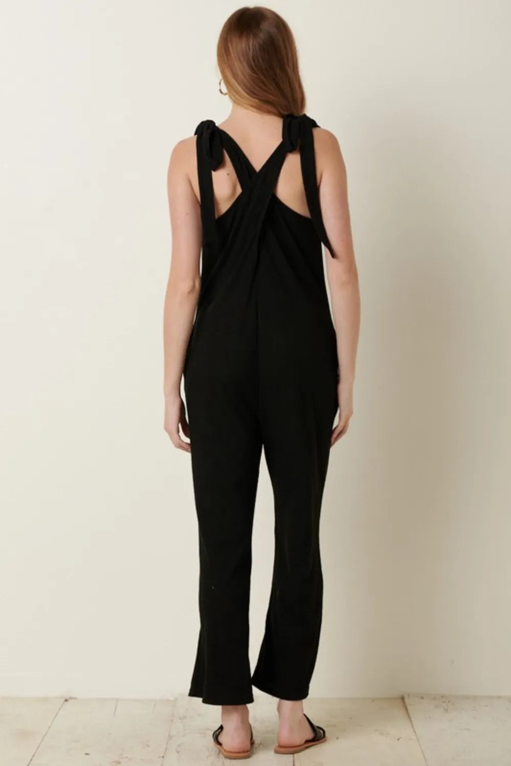 Mittoshop Rib Knit V-Neck Cross Back Jumpsuit - Clothes For Her Online Store