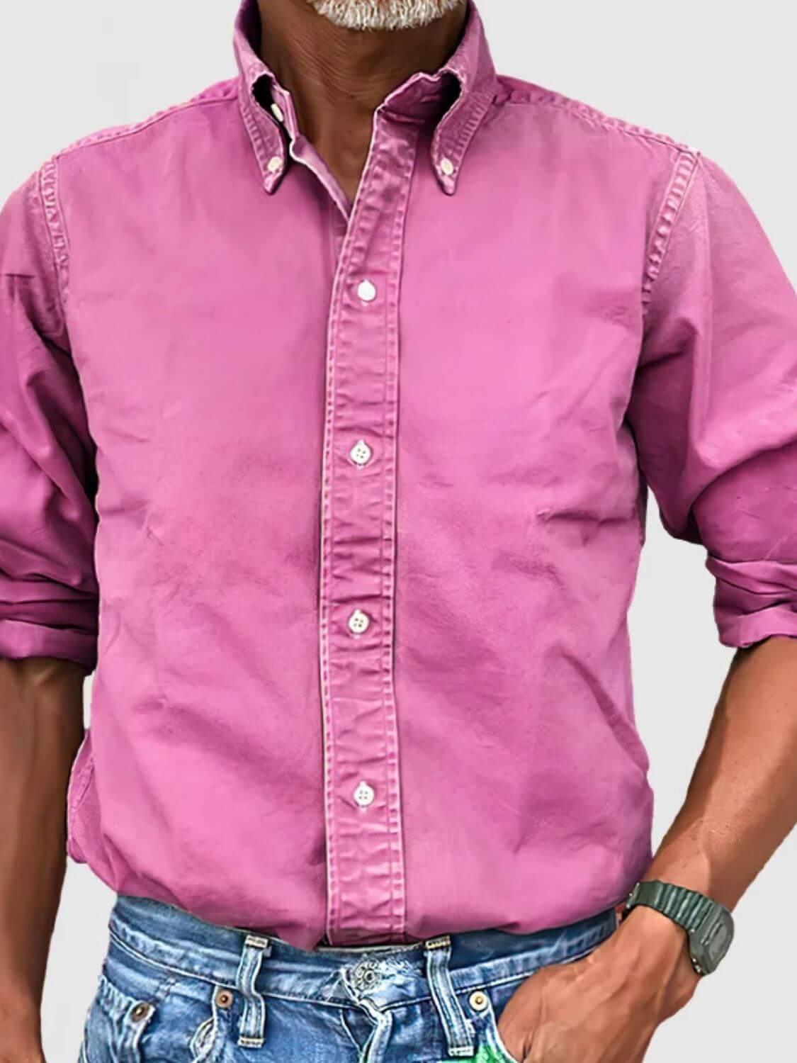 Men's Full Size Collared Neck Button Down Shirt Plus Size - Clothes For Her Online Store