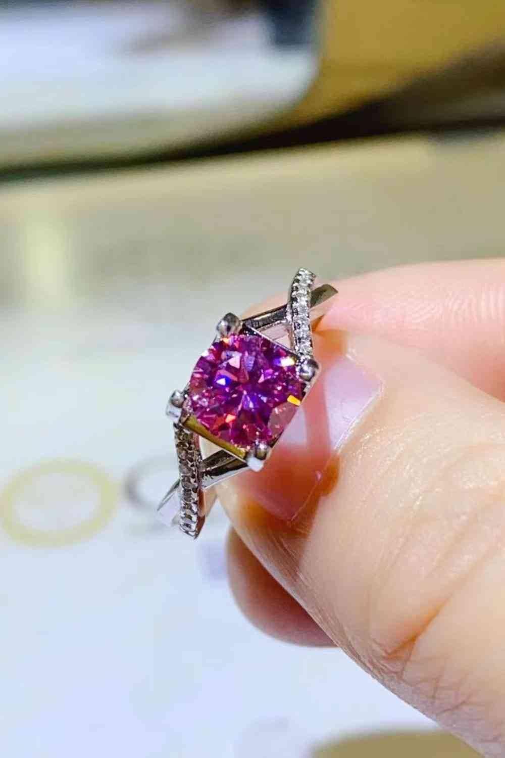 1 Carat Moissanite Crisscross 925 Sterling Silver Ring - Clothes For Her Online Store