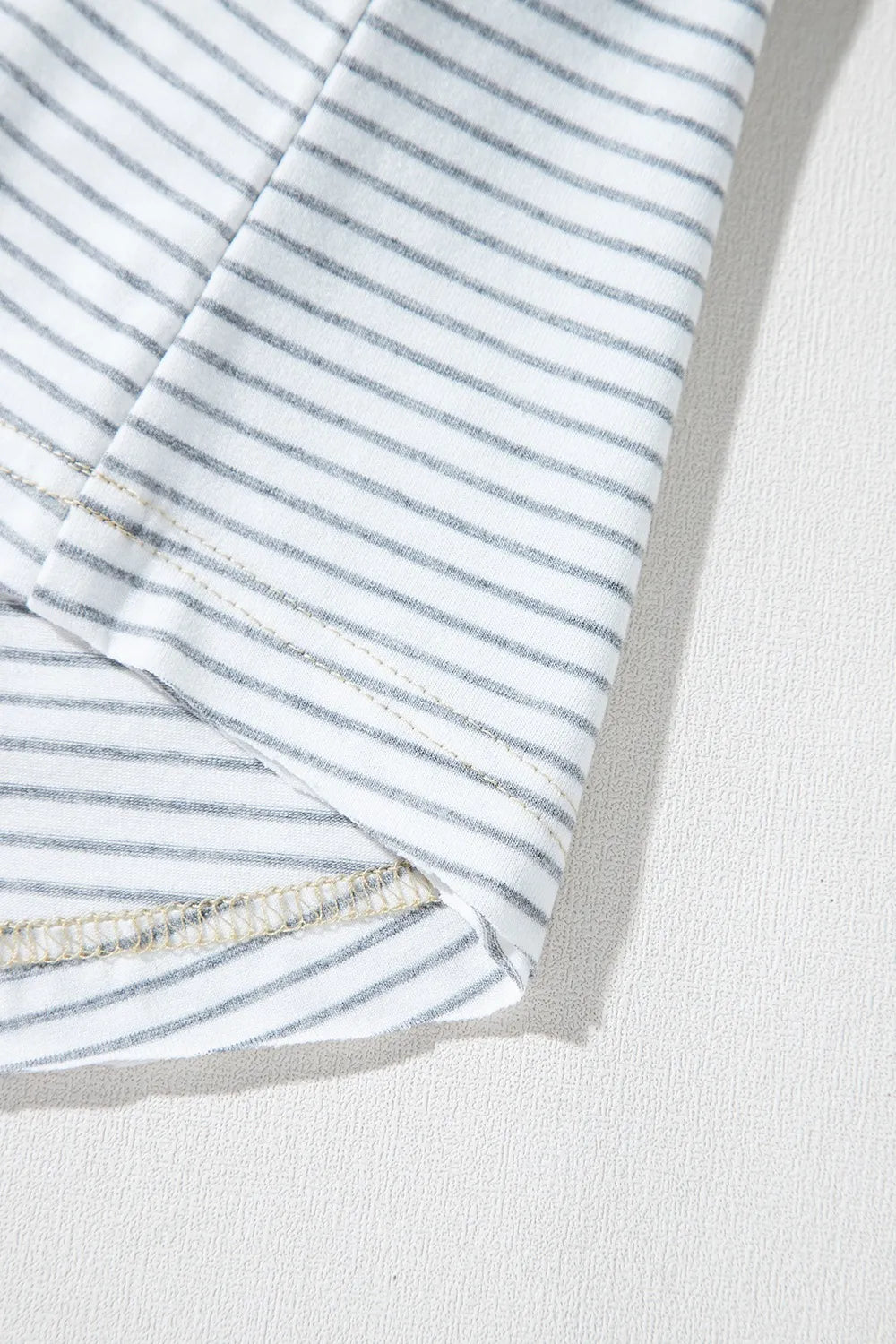 Stripe Floral Insert Sleeves Contrast Round Neck Tee