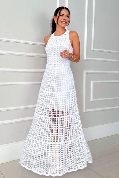Hollowed-Out Sleeveless Maxi Dress - Clothes For Her Online Store