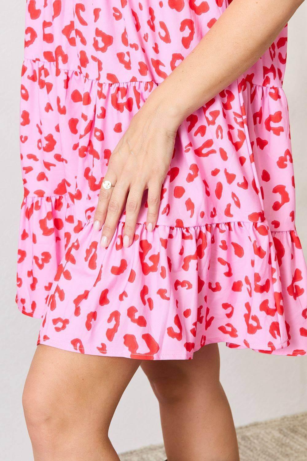 Double Take Short Flounce Sleeve Tiered Dress - Clothes For Her Online Store