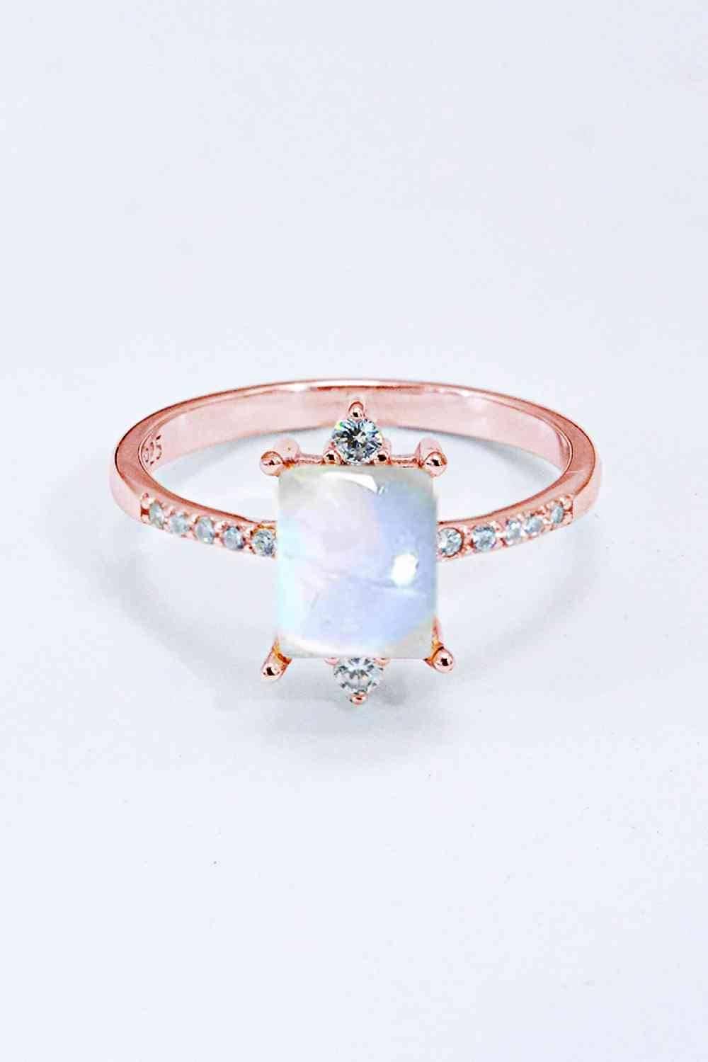 925 Sterling Silver Square Moonstone Ring - Clothes For Her Online Store
