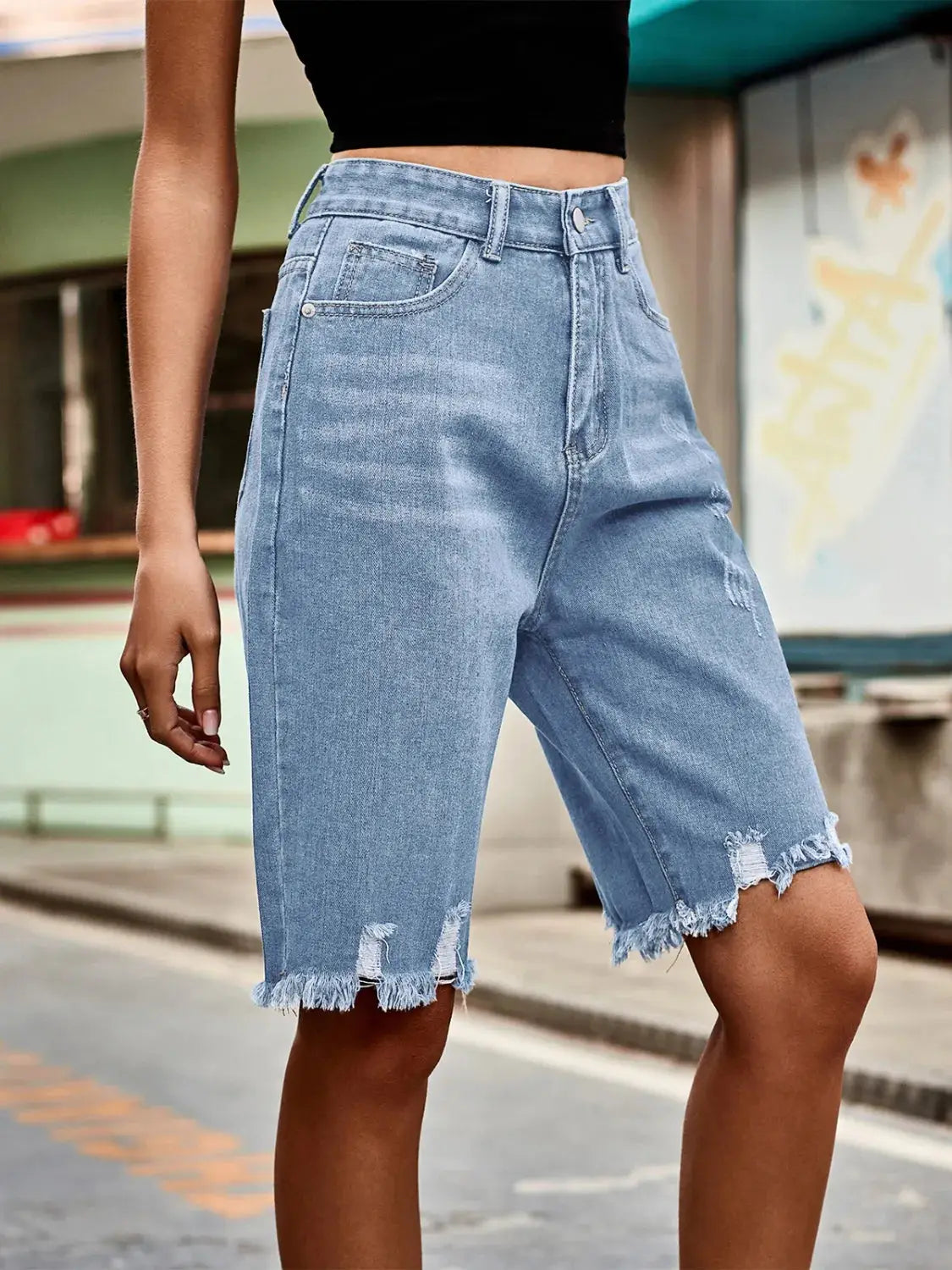 Raw Hem Denim Shorts