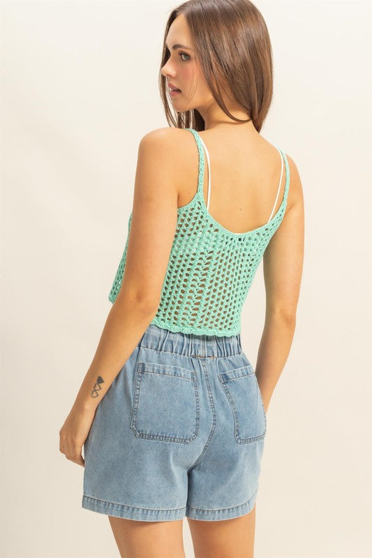 HYFVE Scoop Neck Cropped Crochet Cover Up Cami - Clothes For Her Online Store