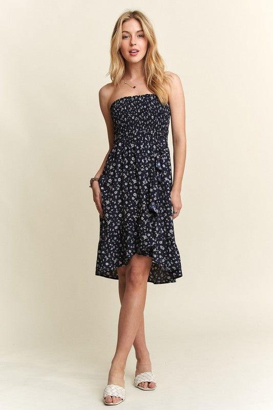ADORA Smocked Floral Tube Dress with Pockets - Clothes For Her Online Store