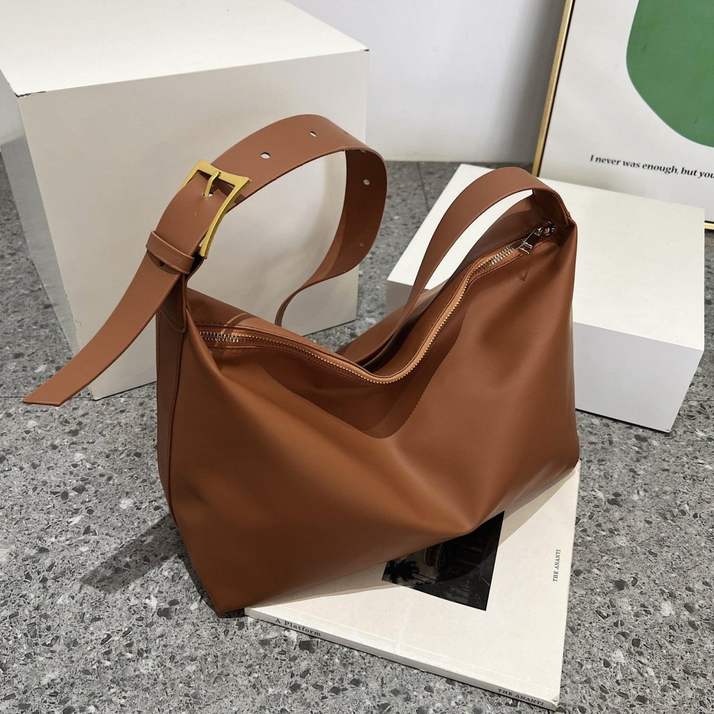 Adjustable Strap PU Leather Handbag - Clothes For Her Online Store