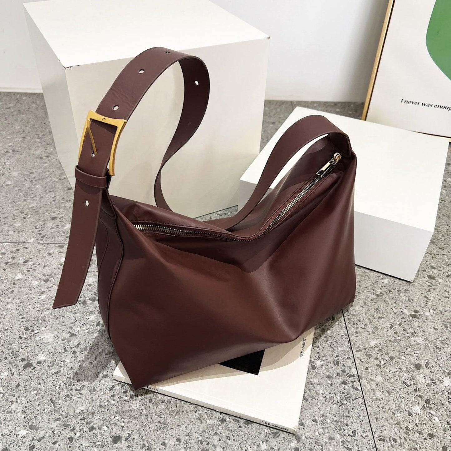 Adjustable Strap PU Leather Handbag - Clothes For Her Online Store