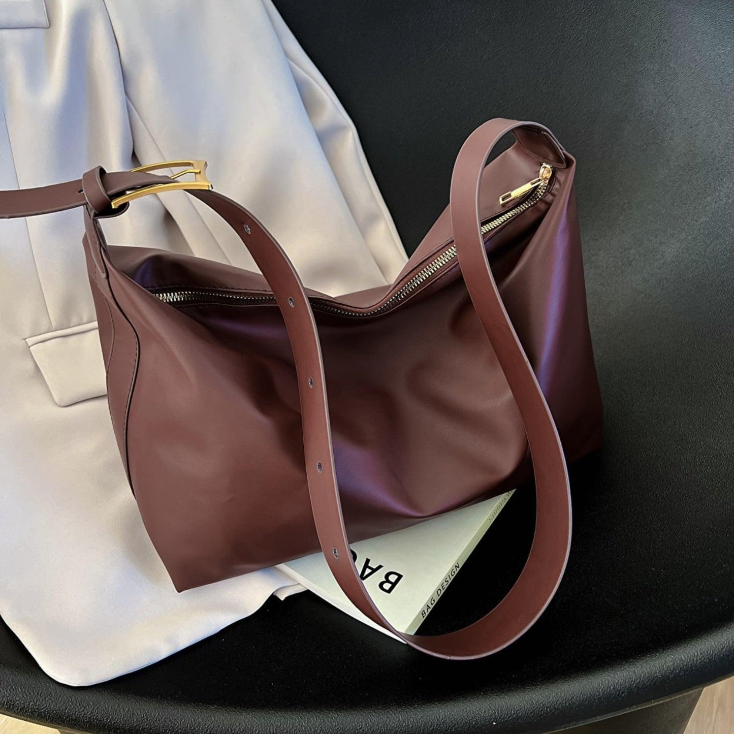 Adjustable Strap PU Leather Handbag - Clothes For Her Online Store