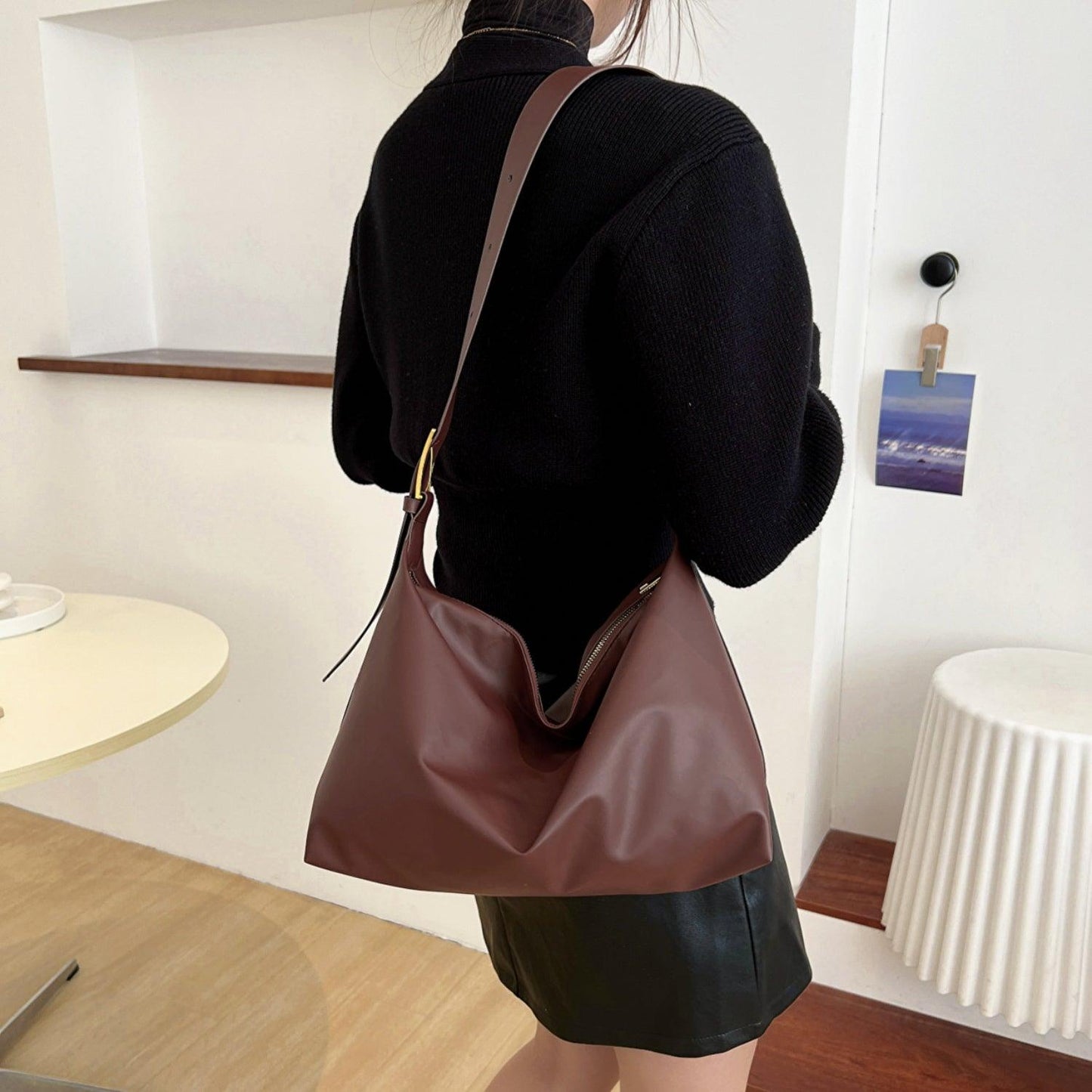 Adjustable Strap PU Leather Handbag - Clothes For Her Online Store
