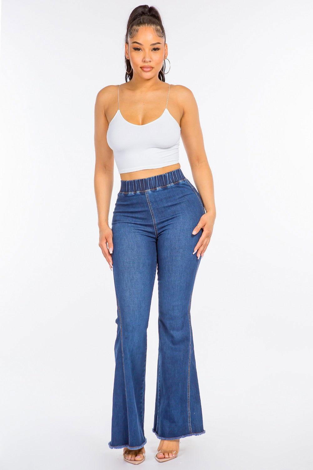 American Bazi High Waist Curvy Flare Jeans - Clothes For Her Online Store