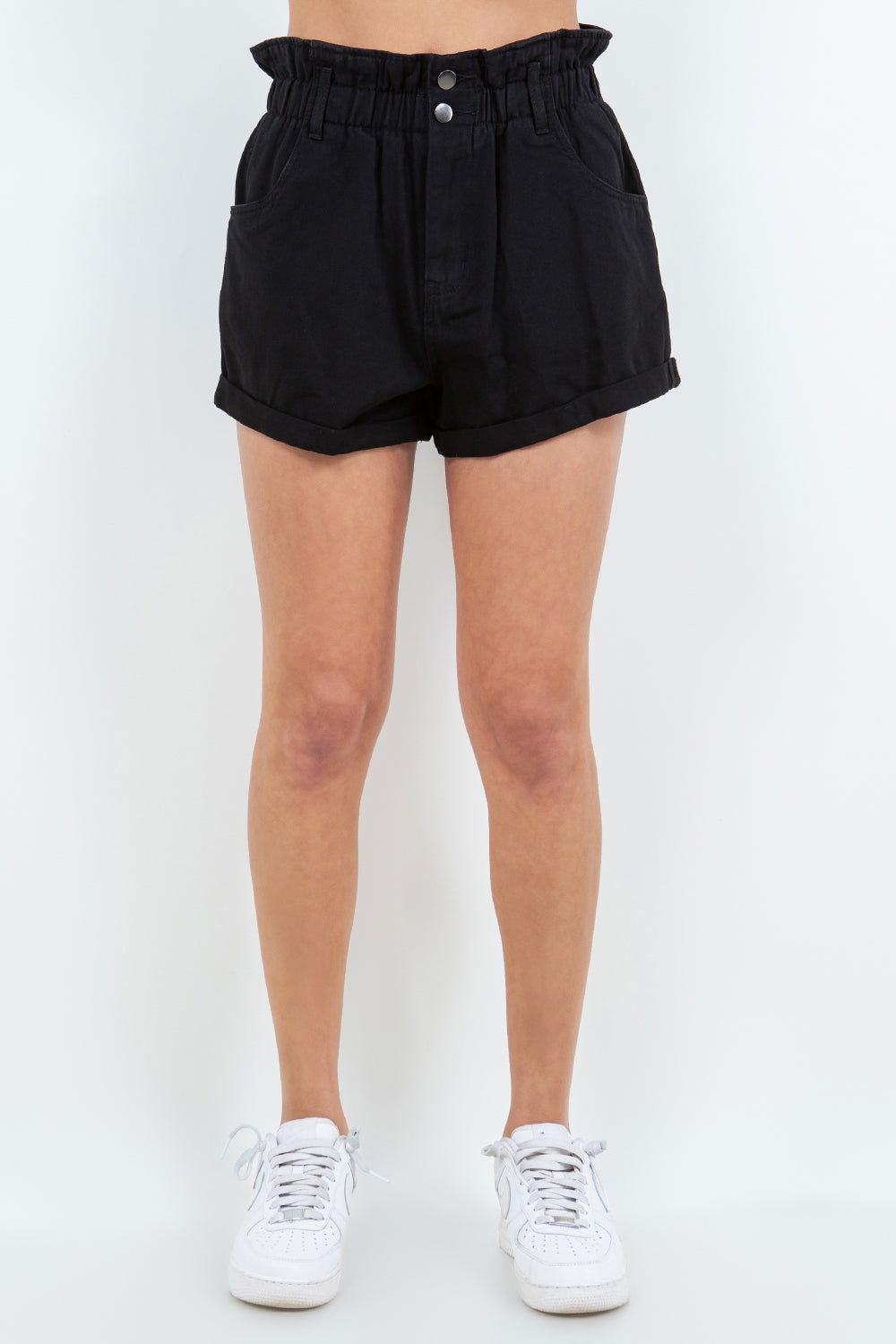 American Bazi High Waist Paper Bag Shorts - Clothes For Her Online Store